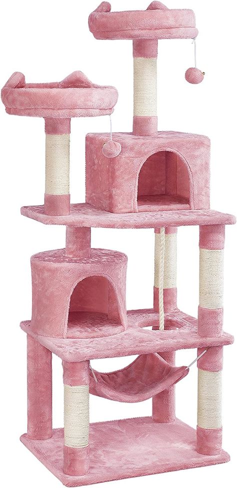 Yaheetech 62.2in Cat Tree, Large Cat Tower Cat Activity Center with Hammock, Cat Condo & Scratching Posts, Pink Tall Cat Scratching Post, Small Cat Tree, Cat Towers, Cat Tree Condo, Cat Activity, Sleeping Kitten, Activity Center, Cat Bed Furniture, Dog Car Seats