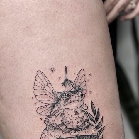 Tiny Cottagecore Tattoo, Cottagecore Tattoos Sleeve, Magic Sleeve Tattoo, Fairy Nature Tattoo, Spring Tattoo Ideas Nature, Nature Patch Work Sleeve Tattoo, Fairy Cottage Tattoo, Strawberry Fairy Tattoo, Storybook Style Tattoo