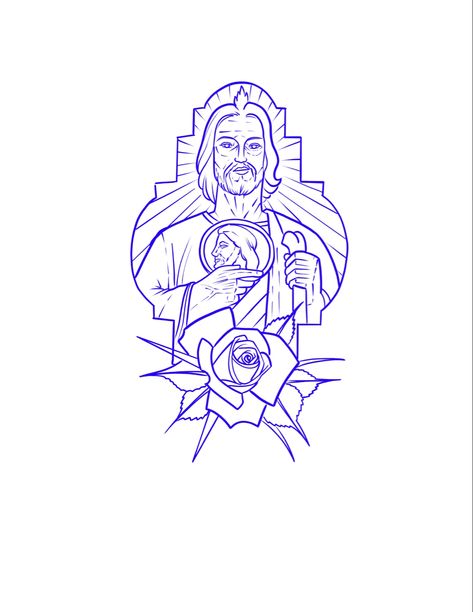 Mini San Judas Tattoo, San Jose Tattoos, San Judas Drawing Easy, San Judas Outline Tattoo, San Judas Tattoo Stencil, San Judas Tadeo Drawing, Small San Judas Tattoo, Saint Jude Drawing, San Judas Drawing