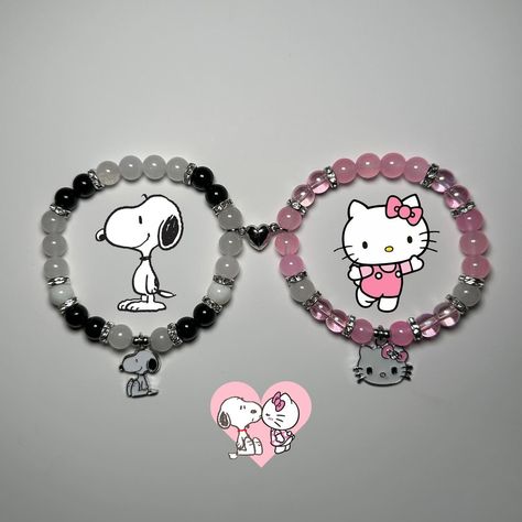 Us in another universe <3 Snoopy + Hello Kitty Bracelets AVAILABLE NOW! link in bio 💕🐶🐱💓💖💘💝🩷 • • • • • • • • • #bracelets #snoopy #hellokitty #braceletoftheday #jewelry #snoopyandhellokitty #explore #instagood #explorepage+ #viral #peanuts #peanutsgang #snoopydog #beagle #hellokittyandsnoopy #couplebracelet #dog #cat #antihero #dogandcat #catanddog #matching #friendshipbracelets #originaldesign #beads #hellokittycore #movies #charliebrown #sanrio #sanriocore Matching Hello Kitty Bracelets, Bracelet Hello Kitty, Snoopy Bracelet, Hello Kitty Bracelets, Sanrio Bracelet Ideas, Us In Another Universe, Hello Kitty Bracelet, Aesthetic Bracelet Ideas, Pony Bead Bracelets