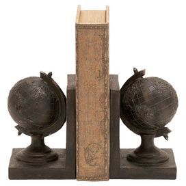 Terra Bookend (Set of 2) Bookend Ideas, Globe Bookends, Lake House Decorating Ideas, Lake House Decorating, Farmhouse Boho Decor, Book Shelf Decor, Rustic Country Kitchen, Office Bookshelf, Black Globe