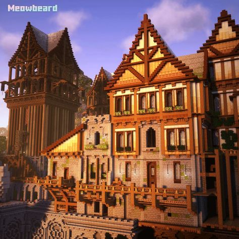 Minecraft Tavern Interior, Minecraft Tavern, Minecraft Market, Medieval House, Minecraft Medieval, Medieval Houses, Minecraft House, Minecraft Pe, Minecraft Blueprints