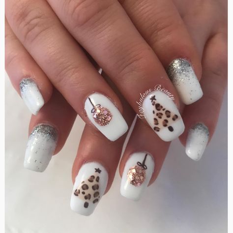 Leopard Print Christmas Nails, Leopard Christmas Nails, Christmas Leopard Nails, Nails Gels, Acrylic Extensions, Tree Rose, Pumpkin Nail Art, Witch Nails, Pumpkin Nails