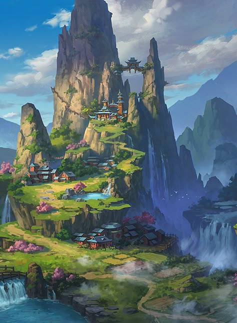 Artistic Painting, Animation Illustration, Fantasy Magic, Fantasy City, Fantasy Setting, Fantasy Places, Comics Art, Fantasy Art Landscapes, Fantasy Concept Art