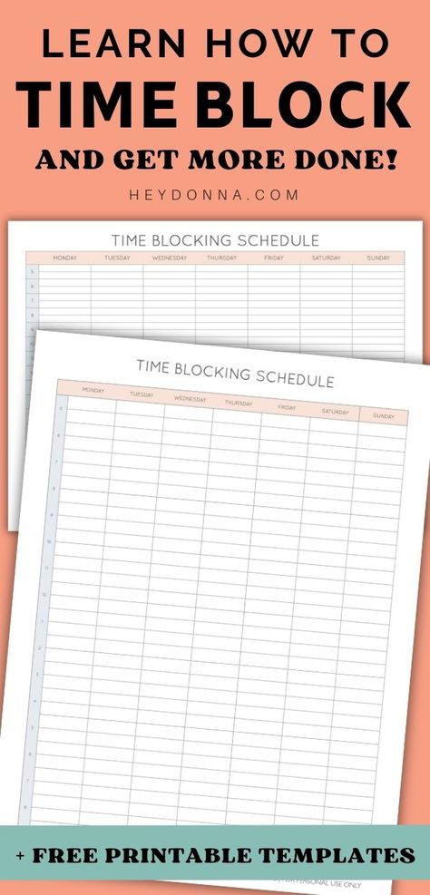 Learn how to use time blocking to stay more focused and get more done. Time blocking is for everyone! Be more productive at work and home! Get this free printable! Time Blocking Printable Free, Time Blocking Template, Time Blocking Printable, Time Boxing, Time Blocking Schedule, Time Blocking Planner, Productive At Work, Blog Schedule, Time Blocking