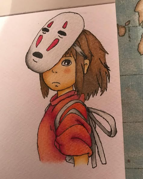 Studio Ghibli Color Pencil Art, Character Painting Ideas, Chihiro Drawing, Drawing Ideas With Color, Drawing Ideas Colorful, Totoro Art, Hayao Miyazaki Art, Miyazaki Art, Dibujos Toy Story