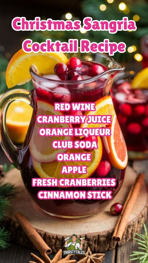 Get into the holiday spirit with this delightful Christmas Sangria cocktail recipe! Perfect for festive gatherings, this easy sangria recipe combines seasonal fruits and spices to create a refreshing winter sangria that's ideal for Christmas parties. Impress your guests with this delicious holiday cocktail that’s sure to become a favorite. Cheers to merry moments with this festive drink! Winter Sangria Recipes, Christmas Sangria Recipes, Easy Sangria, Cranberry Sangria, Red Sangria Recipes, Easy Sangria Recipes, Winter Sangria, Christmas Drinks Alcohol Recipes, Holiday Sangria