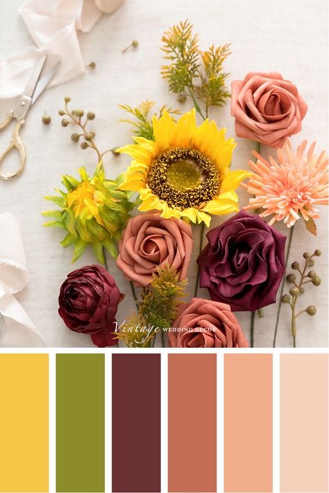 A Bunch Of Flowers, Color Schemes Colour Palettes, Fall Color Palette, Color Palate, Design Seeds, Color Palette Design, Color Inspo, Colour Board, Floral Color