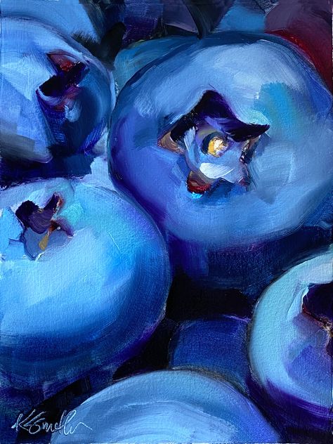 Painting Blueberries, Blueberries Art, Oil Painting Demos, Kim Smith, Natural Form Art, Gcse Art Sketchbook, Art Fruit, Painting Demo, Fruit Painting