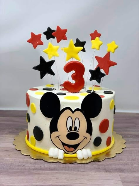 Mickey Mouse Birthday Cake Ideas, Simple Mickey Mouse Cake, Mickey Mouse Cake Design, Mickey Mouse Torte, Pastel Mickey Mouse, Mickey Mouse Clubhouse Birthday Cake, Baby Mickey Mouse Cake, Mickey Birthday Cakes, Doll Cake Designs