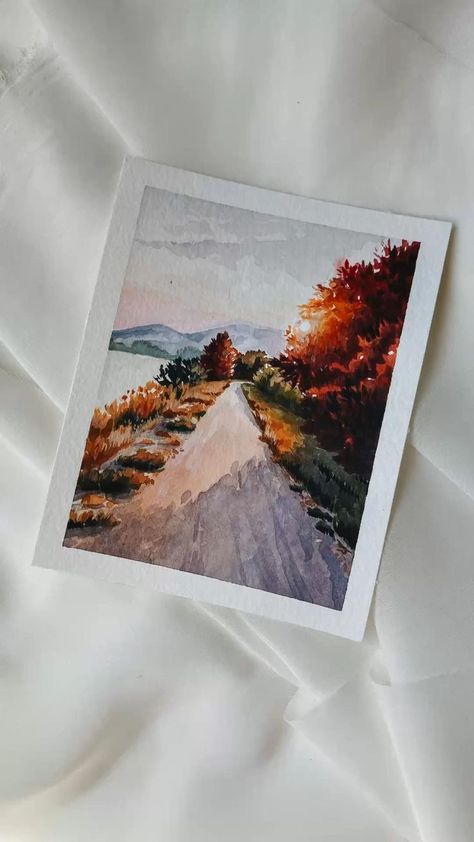 First Light Of Fall watercolor painting in 2022 | Creative painting, Landscape art, Watercolor tree Beach Hacks Tips And Tricks, Watercolor Scenery, Learn Watercolor Painting, Watercolor Art Landscape, Art Tutorials Watercolor, Fall Landscape, Watercolor Paintings For Beginners, Diy Watercolor Painting, Watercolor Paintings Easy