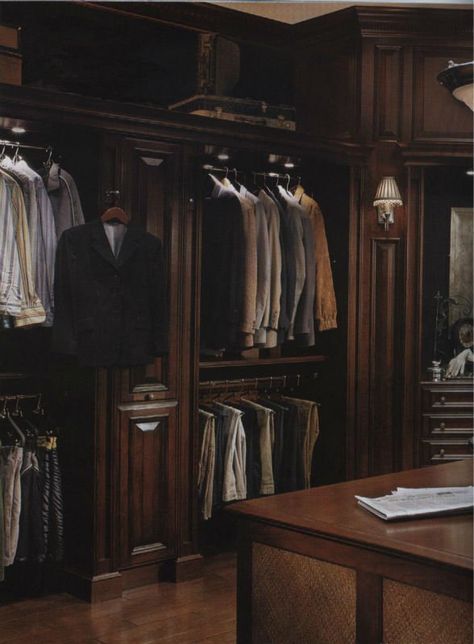 Dark Academia Closet Furniture, Dark Brown Closet, Dark Wood Closet, Wardrobe Open, Closet Furniture, Wooden Closet, Room Inspired, Open Wardrobe, Dark Hardwood