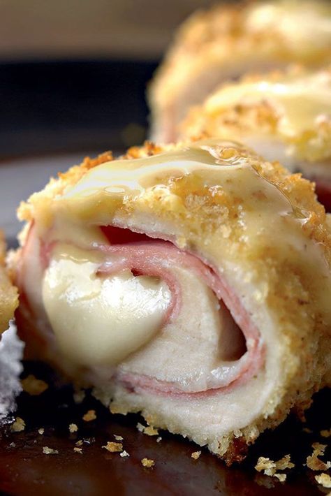 Normally, this chicken cordon bleu recipe is stuffed, breaded, then deep-fried into submission, but our testing foudn that a high-heat oven provides all the crunch we want without all the calories we don't. #chickenrecipe #chickencordonbleu #healthychicken Chicken Cordon Bleu No Breading, Healthy Cordon Bleu Chicken, Healthy Stuffed Chicken, Tasty Chicken Cordon Bleu, Food Network Chicken Cordon Bleu, Chicken Cordon Blue Casarole, Cordon Bleu Recipe, Baked Chicken Recipes Healthy, Chicken Cordon Bleu Recipe