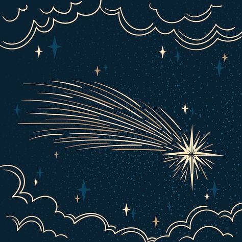 Star Gazing Illustration, Sweet Dreams Illustration, Shooting Star Illustration, Midnight Illustration, Shooting Star Drawing, Starry Night Aesthetic, Star Drawing, Dream Illustration, Graphic Design Images