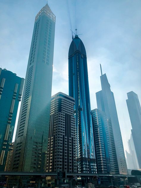 Dubai, skyscraper, blue, vacation, wanderlust, sun, sky Aesthetic Dubai, Dubai Skyscraper, Sun Sky, Blue Aesthetic, Empire State, Empire State Building, New York Skyline, Skyscraper, Blue Sky