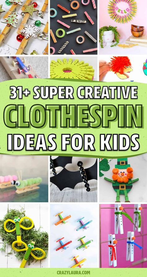 Looking for a fun and easy craft project without creating huge mess?! These DIY clothespin craft ideas and tutorials are the perfect project to try at home with the kids! Easy Craft Kindergarten, Make It And Take It Crafts, Spring Crafts For Boys, Wooden Clothespins Crafts Ideas, Cloths Pin Crafts, Craft With Clothes Pins, Small Clothespin Crafts, Clothespin Art Ideas, Crafts Using Clothes Pins