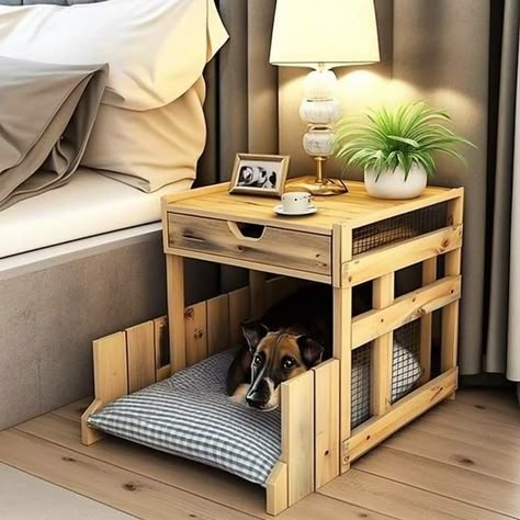 Dog Bed Night Stand, Diy Bedside Table, Diy Pallets, Foldable Furniture, Diy Pallet Furniture Bedroom, Cat House Diy, Craft Room Furniture, Woodworking Basics, Cabinet Maker