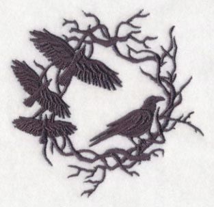 Bird Skull Embroidery, Gothic Embroidery Patterns, Tie Die Diy, Crow Embroidery, Crow Wreath, Embroidery Library Design, Craft Nook, Yarn Creations, Battle Jacket