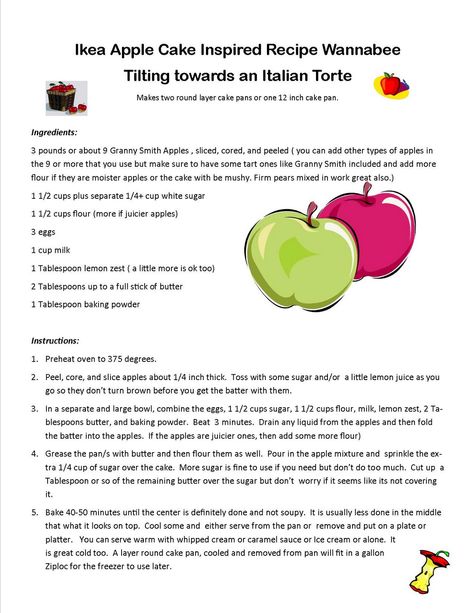 Time Impaired Living: Ikea Apple Cake Inspired Recipe Wannabee with Italian tilt Ikea Restaurant, 12 Inch Cake, Apple Cake Recipe, Apple Cake Recipes, No Bake Bars, Granny Smith Apples, Apple Cake, Fall Baking, Inspired Recipes