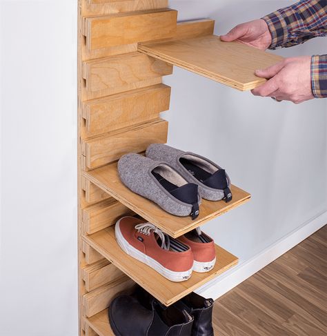 Plywood Wall Shoe Rack, Build Something Diy Shoe Rack Ideas, Room Shoe, Space Shoes, Wall Shoe Rack, Door Shoes, Shoe Storage Small Space, Minimalist Dekor, Closet Shoe, Closet Shoes