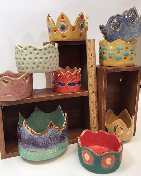 Ceramic Crown, Royalty for All - Etsy Middle School Pottery Projects, Quick Crete Projects, Clay Projects For Elementary Students, Middle School Clay Projects, Kids Clay Projects, Ceramic Crown, Art Elementary, Clay Projects For Kids, Clay Lesson