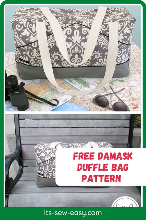 Diy Quilted Duffle Bag, Diy Weekend Bag Pattern Free, Weekender Bag Sewing Pattern, Duffle Bag Patterns Free, Diy Duffle Bag Pattern Free, Overnight Bag Pattern, Duffle Bag Tutorial, Diy Duffle Bag, Duffle Bag Pattern