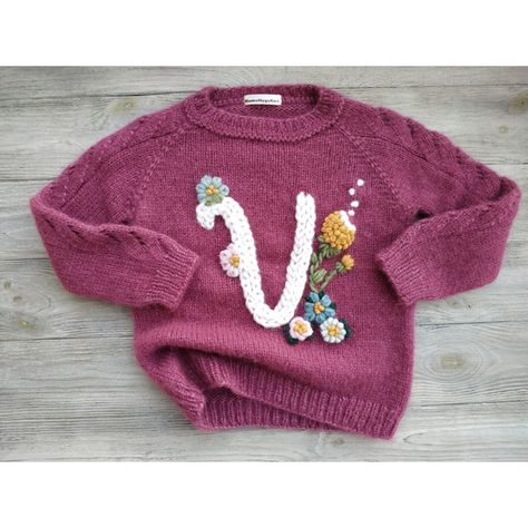 Knit Kids Sweater, Name Sweater Baby, Sweater With Embroidery, Name Sweater, Big Letter, Crochet Baby Sweaters, Winter Knit Sweater, Embroidery Sweater, Embroidered Name