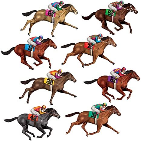 Amazon.com: Beistle 8 Piece Printed Plastic Race Horse Prop Wall Decorations: Kitchen & Dining Kentucky Derby Gala, Horse Birthday Party Decorations, Derby Gala, Night Horse, Horse Template, Horse Racing Party, Kentucky Derby Party Decorations, Race Night, Derby Party Decorations