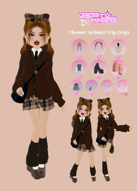 Dress To Impress Roblox Game Outfits Theme Back To School, Your Style Dress To Impress Outfit, Dti Outfits Back To School, High School Dress To Impress Outfit, Dti School Outfit Ideas, Dti Outfit First Day Of School, Dress To Impress School Outfit, School Trip Dti Outfit, Dress To Impress School Trip Theme