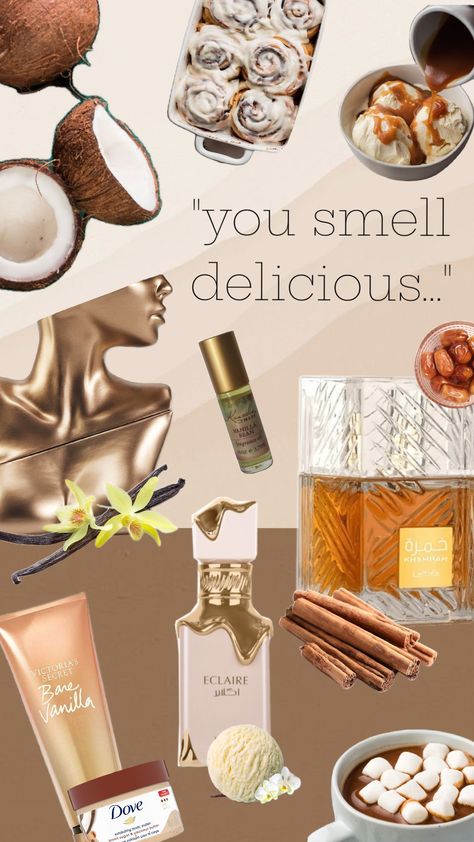 "you smell delicious" #perfume #perfumes #sweet #caramel #vanilla #eclaire #lattafa #billieeilish #barevanilla #perfumelayering #coconut #khamrah #cinnamon Delicious Perfume, Cinnamon Smell, Vanilla Smell, Simple Makeup Tips, Sweet Perfume, Diy Perfume, Fragrances Perfume Woman, Vanilla Perfume, Perfume Collection Fragrance