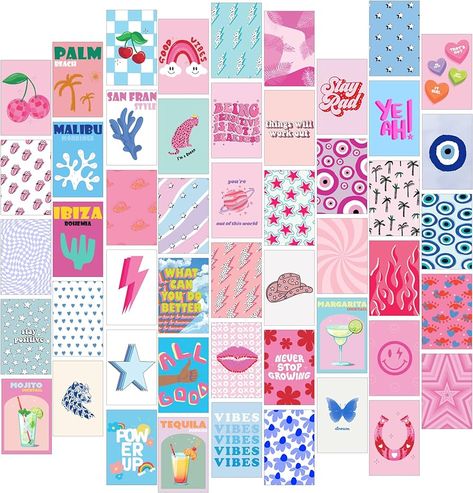 Preppy Rooms, Wall Posters Bedroom, Preppy Wall Collage, Picture Wall Bedroom, Preppy Decor, Preppy Bedroom, Cute Wall Decor, Room Decor Aesthetic, Wall Collage Kit