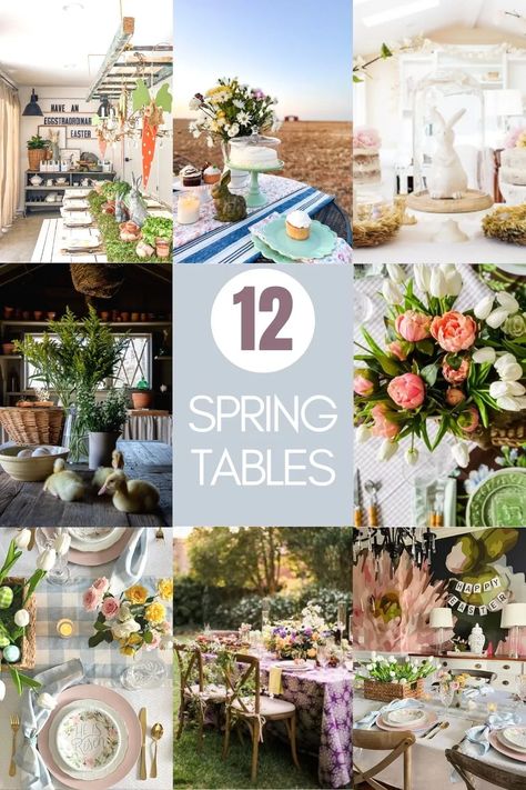 What better way to welcome spring than with some beautiful Spring Table Decorations. These 11 tablescapes include spring and Easter decor. Spring Flower Table Decor, Spring Themed Table Decor, Spring Themed Table Settings, Gardening Theme Table Decorations, Spring Nature Table, Outdoor Backdrops, Bathroom Wall Decor Art, Spring Entertaining, Spring Table Settings