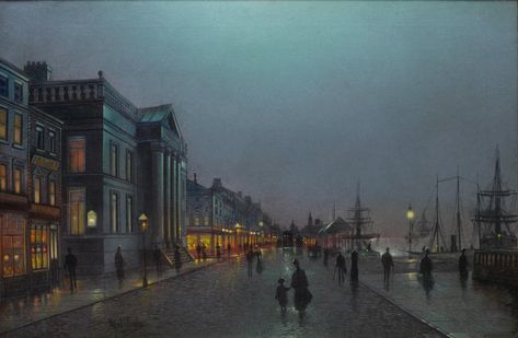 Edinburgh Painting, Frederick Edwin Church Paintings, Ireland 1800s, Ireland Oil Painting, Scotland Oil Painting, Liverpool Docks, Street Scenes, Liverpool, 19th Century