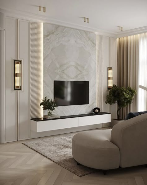 Lcd Wall Design, Ruang Tv, Modern Tv Room, Modern Tv Unit Designs, Tv Unit Design Modern, Modern Tv Wall Units, Tv Unit Interior Design, Living Tv, Modern Tv Wall