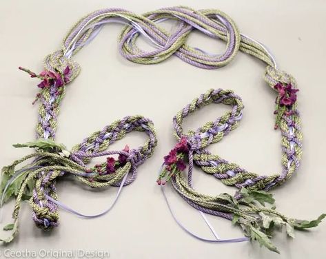 Handfasting Cord - Infinity Bloom Heather - Lavender Sage Purple #ceotha #handfastingcords #handfasting #handfastingdesign #handfastingceremony #handfastingvows #weddingceremonyvows #handtyingceremony #handtyingvows #weddingcord #celticcord #weddingaccessories #uniqueweddingaccessories Couples Hands, Thistle Leaves, Sage Purple, Wedding Cord, Handfasting Cords, Pagan Wedding, Celtic Love Knot, Heart Knot, Infinity Knot