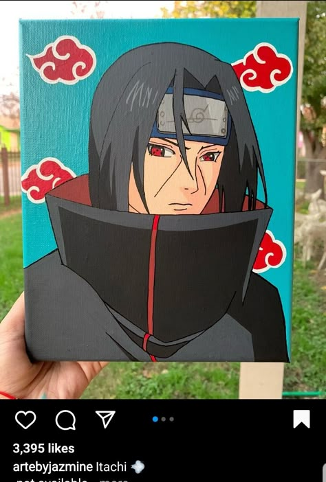 Shikamaru Painting, Naruto Inspired Painting, Sasuke Painting Canvas, Itachi Uchiha Canvas Painting, Itachi Uchiha Art Fanart, Naruto Painting Easy, Painting Ideas On Canvas Anime, Sasuke Painting, Naruto Painting Ideas On Canvas