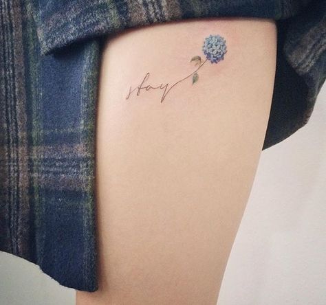 Small Hydrangea Tattoo, Resilience Tattoo, Hydrangea Tattoo, Tattoos For Daughters, Sister Tattoos, Tattoos For Kids, Friend Tattoos, Design Tattoo, Minimal Tattoo