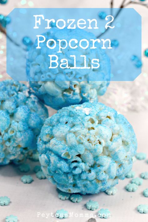 Another tasty #Frozen2 treat! Learn how to make these Frozen 2 inspired popcorn balls with step by step directions.   And it's all done in the #InstantPot!   #PopcornBalls #popcornrecipe #popcorn #Recipe #Disney #DisneyFrozen2 #PopcornBallRecipe #DisneyRecipe #instantpotrecipe #pressurecookerrecipe #pressurecooker Frozen Popcorn Shrimp Recipe, Frozen The Movie Food Ideas, Frozen Movie Desserts, Popcorn Balls With Steen Syrup, Frozen Popcorn, Old Time Popcorn Balls, Blue Popcorn, Popcorn Balls Recipe, Popcorn Balls