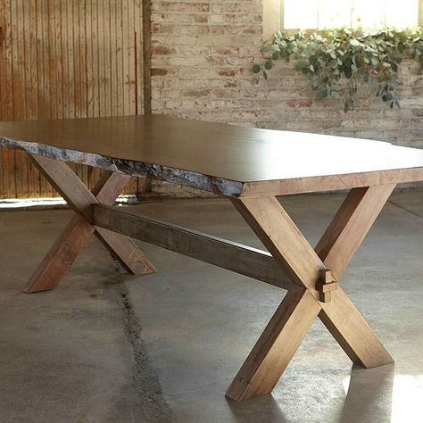 Farmhouse White, Wood Table Bases, Table Bases, Live Edge Dining Table, Bassett Furniture, Farmhouse Dining Table, Live Edge Table, Table Dining, Table Ideas