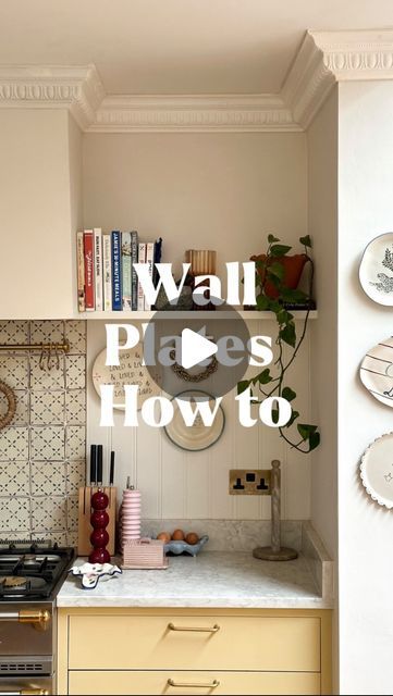 Claire 🌻 on Instagram: "Morning pals. I’m often asked how I hang my wall plates so thought I’d make a little video for you, it’s really simple as you can see. I’ll link the stickers on my stories 💕 Have a fab day xx 
.
.
.
#wallplates #wallplate #kitchen #yellowkitchen #kitchendecor #kitcheninspiration #kitchenideas #kitchenstyle" Yellow Kitchen, Wall Plates, Apartment Ideas, Kitchen Style, Kitchen Wall, Kitchen Inspirations, Plates On Wall, Kitchen Remodel, Home Crafts