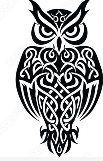 Engraving Style Tattoo, Celtic Owl Tattoo Design, Small Owl Tattoo, Viking Chairs, Celtic Owl Tattoo, Celtic Symbolism, Deco Tattoo, Leg Band Tattoos, Celtic Owl