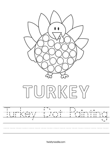 Turkey Dot Painting Worksheet - Twisty Noodle Turkey Dot Painting, Painting Worksheet, Turkey Crafts For Preschool, Twisty Noodle, Turkey Crafts, Counting Worksheets, Dot Art, Dot Painting, Kids Prints