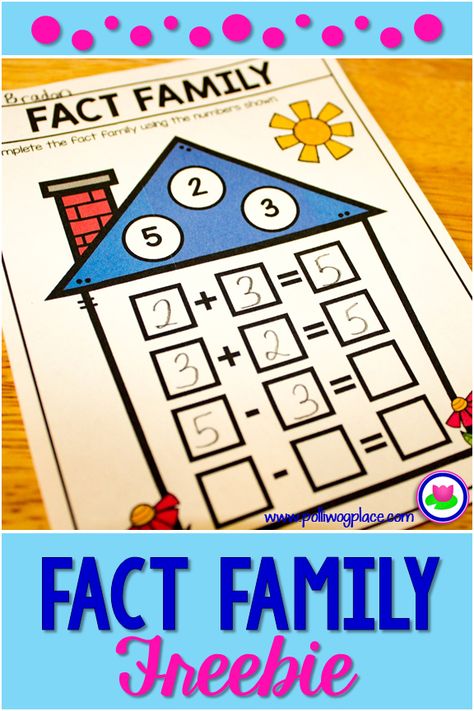 Math Fact Family Houses - Free Sample Pack includes addition and subtraction as well as multiplication and division. Math Solving, Division Math, Family Houses, Number Lines, Math Operations, Solving Equations, Math Journals, Fact Families, Math Notebooks