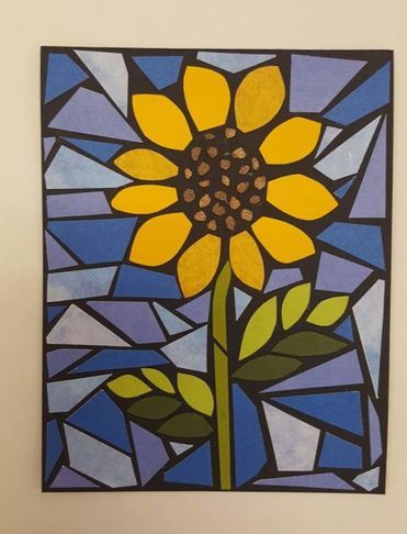 Mosaic Paper Art Projects, Construction Paper Art Projects, Mozaik Art Paper, Paper Mosaic Art For Kids, Sunflower Art For Kids, Paper Mosaic Art Ideas, Simple Mosaic Art, Paper Mosaic Art, Simple Mosaic