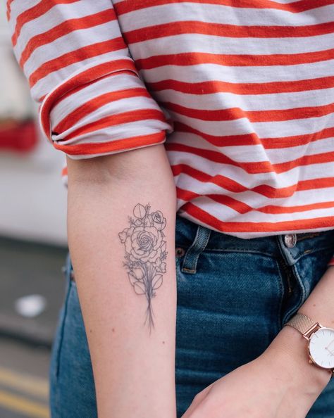 Line Tattoo Placement, Floral Line Tattoo, Lily Pebbles, Line Tattoo, I Am Done, Tattoo Placement, Fell In Love, Floral Designs, Getting Things Done