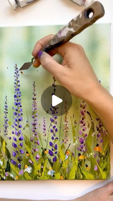 How To Paint Lupine Flowers, Lupine Flowers Painting, Spring Painting Ideas On Canvas, Lupine Painting, Lupine Flowers, Acrylic Painting Inspiration, Palette Knife Painting, Learn To Paint, Texture Art