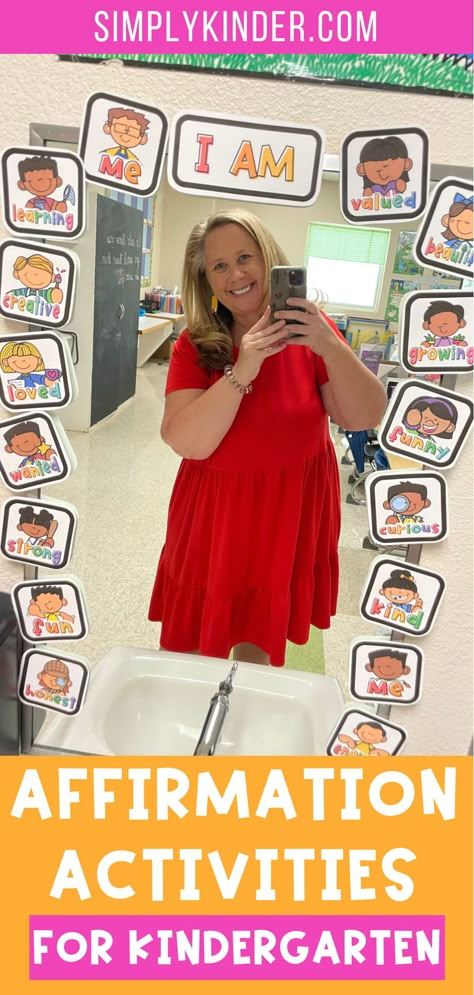 Inspirational Mirror Classroom, Kindergarten Affirmation Station, Affirmation Station Preschool, Mirror Positive Affirmations Classroom, Preschool Mirror Activities, Mirror In Preschool Classroom, Kindergarten Affirmation Mirror, Preschool Affirmation Mirror, Positive Affirmation Mirror Classroom