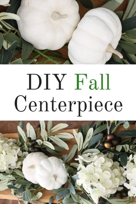 This non-traditional neutral farmhouse fall or thanksgiving DIY floral arrangement will be the talk of the party. Using an elegant rustic dough bowl or tray and hydrangeas, olive branches and artificial dollar tree store milk painted white small pumpkins. A simple vintage antique wooden bread bowl decorations ideas centerpiece decor perfect for apartment, dining room table or buffet. These filler plants will do the trick for the holidays. Filler Plants, Centerpiece Inspiration, Communion Table, Diy Home Decor For Apartments, Pumpkin Pin, Neutral Farmhouse, Bowl Ideas, Bowl Centerpiece, Apartment Dining