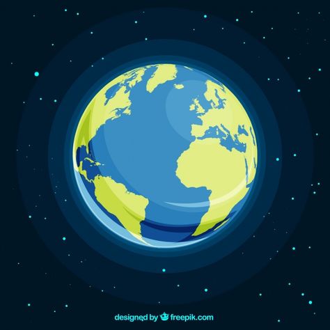 Space with planet earth in flat design F... | Free Vector #Freepik #freevector #background Earth From Space Illustration, Earth Digital Art, Earth Graphic Design, Earth Background, Earth Vector, Earth Drawing, Earth Drawings, Earth Illustration, Science Background