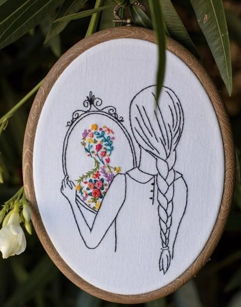 Back Stitch Embroidery Design, Embroidery Woman, Diy Embroidery Shirt, Empowering Tattoos, Embroidery Hoop Art Diy, Self Love Tattoo, Hand Embroidery Patterns Free, Simple Hand Embroidery Patterns, Basic Embroidery Stitches